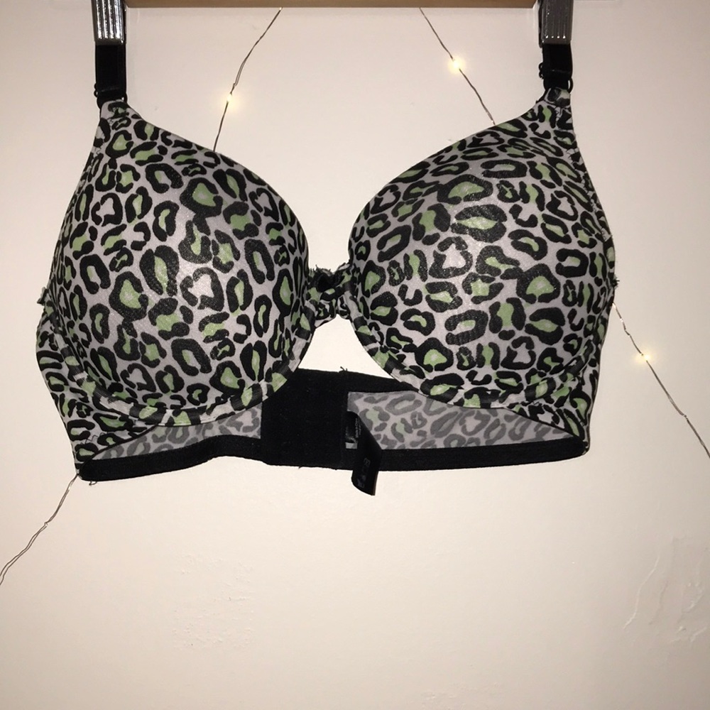 mint green cheetah print bra